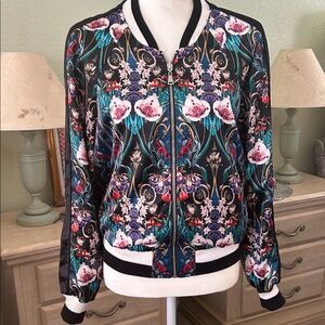 bebe Multicolor Floral Bomber Jacket reversable